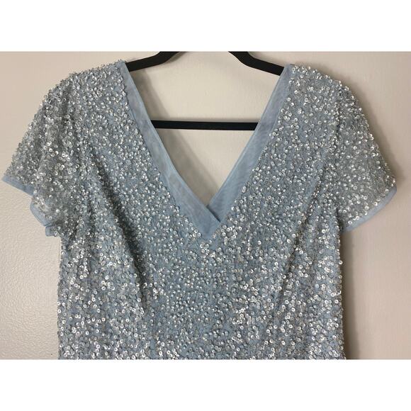 NWT ADRIANNA PAPELL DRESS GOWN BLUE 12 MOTHER OF THE BRIDE BRIDESMAID WEDDING - Picture 6 of 15